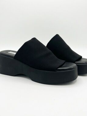 Steve Madden Women's Black Slinky30 Platform Slide Sandals Y2K VTG 90s Sz 36 / 6